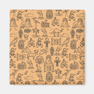 Egyptian Hieroglyphic Symbol Background           Magnet