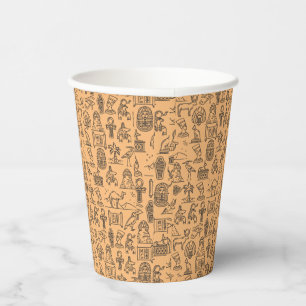 Egyptian Hieroglyphic Symbol Background Paper Cups