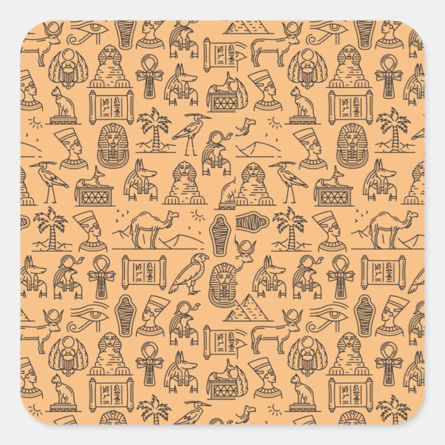 Egyptian Hieroglyphic Symbol Background          Square Sticker (Front)