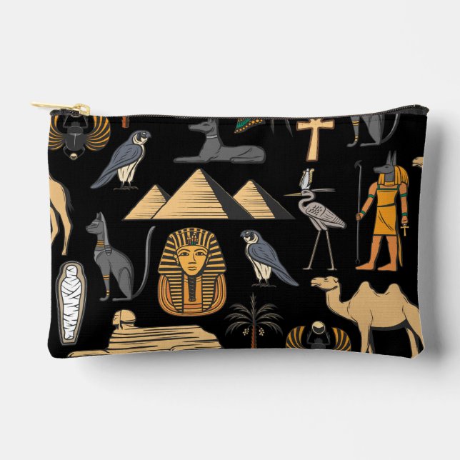  Egyptian Hieroglyphic Symbol Pattern Background   Accessory Pouch (Front)