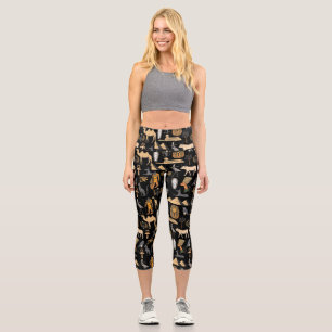  Egyptian Hieroglyphic Symbol Pattern Background   Capri Leggings