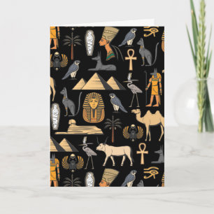 Egyptian Hieroglyphic Symbol Pattern Background Card
