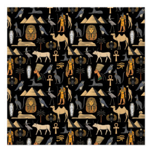  Egyptian Hieroglyphic Symbol Pattern Background  Poster
