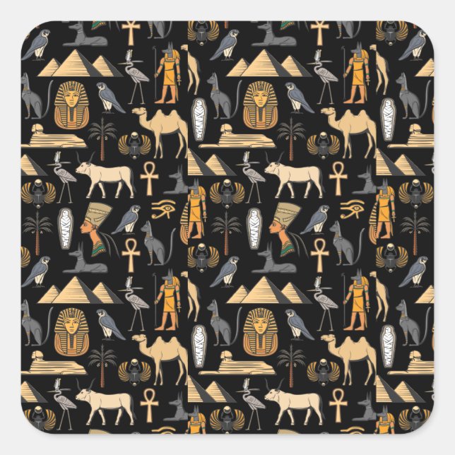  Egyptian Hieroglyphic Symbol Pattern Background   Square Sticker (Front)