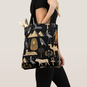 Egyptian Hieroglyphic Symbol Pattern Background Tote Bag