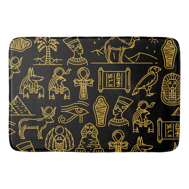 Egyptian Hieroglyphic Symbol Pattern   Bath Mat (Front)