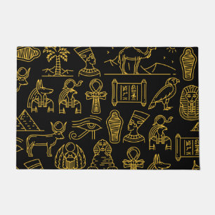 Egyptian Hieroglyphic Symbol Pattern Doormat