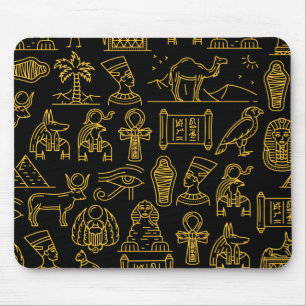 Egyptian Hieroglyphic Symbol Pattern Mouse Mat