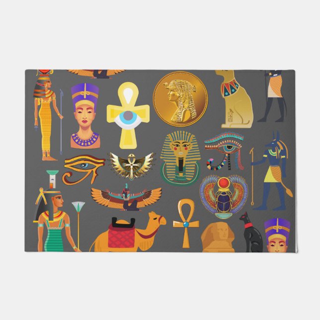 Egyptian Hieroglyphic Symbol Pattern pharaoh   Doormat (Front)