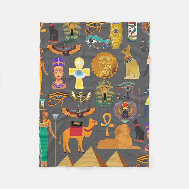 Egyptian Hieroglyphic Symbol Pattern pharaoh       Fleece Blanket (Front)