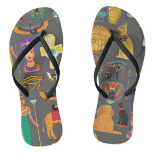 Egyptian Hieroglyphic Symbol Pattern pharaoh Flip Flops