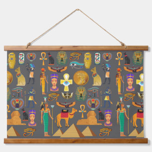 Egyptian Hieroglyphic Symbol Pattern pharaoh Hanging Tapestry