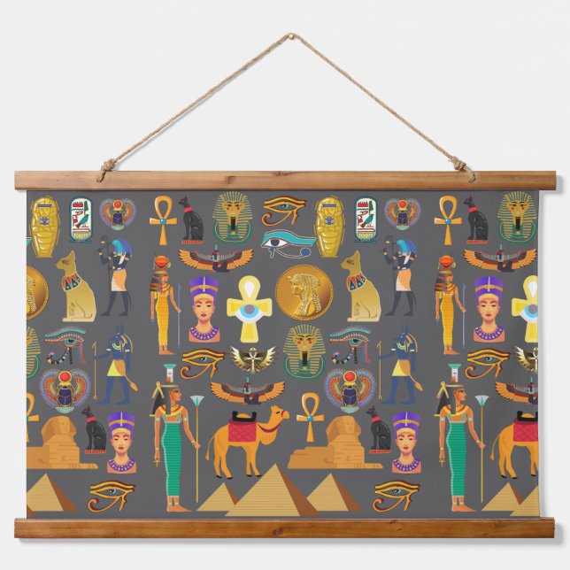 Egyptian Hieroglyphic Symbol Pattern pharaoh      Hanging Tapestry (Front)