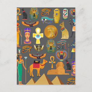 Egyptian Hieroglyphic Symbol Pattern pharaoh       Holiday Postcard