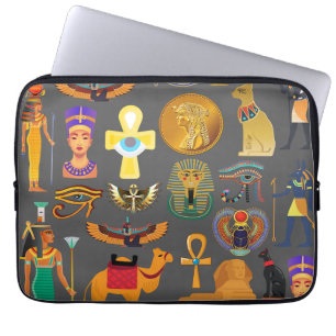 Egyptian Hieroglyphic Symbol Pattern pharaoh Laptop Sleeve