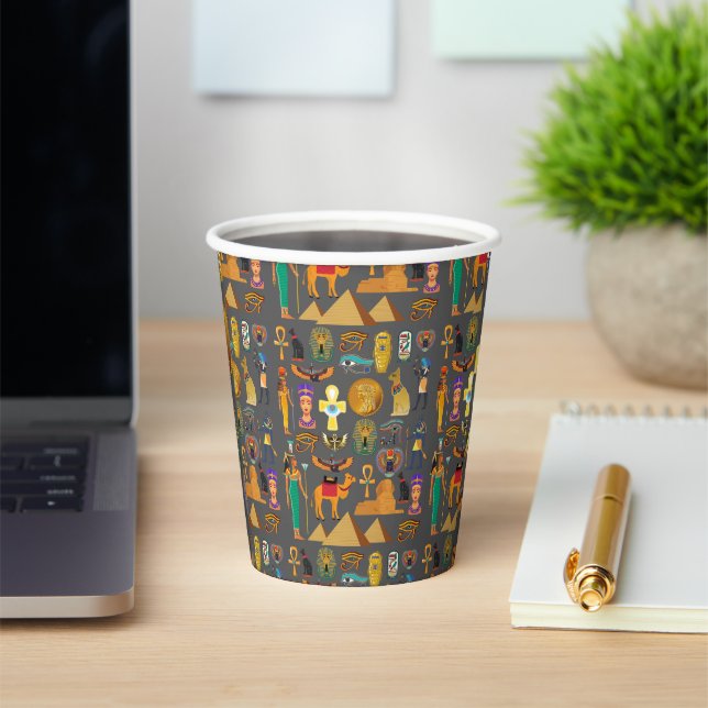 Egyptian Hieroglyphic Symbol Pattern pharaoh       Paper Cups (Insitu)