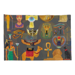 Egyptian Hieroglyphic Symbol Pattern pharaoh Pillowcase