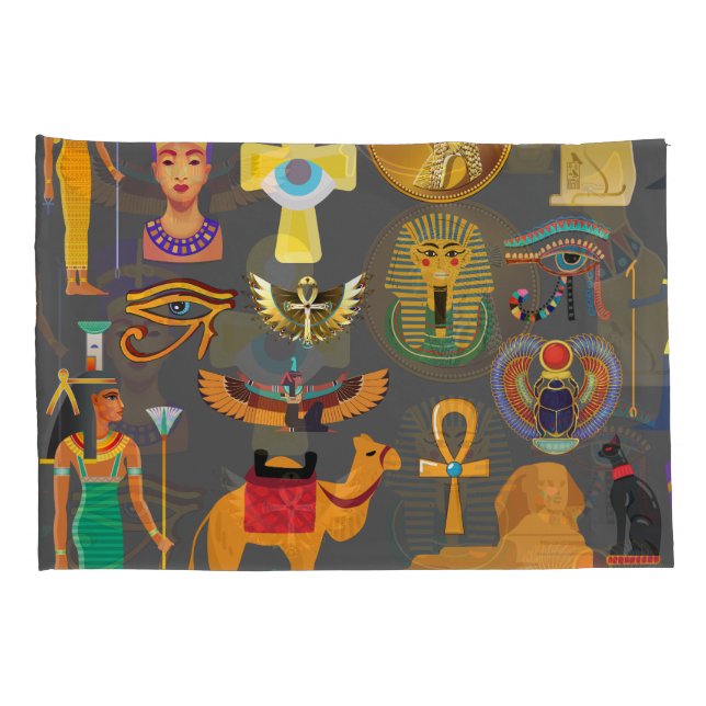 Egyptian Hieroglyphic Symbol Pattern pharaoh       Pillowcase (Back-Right)