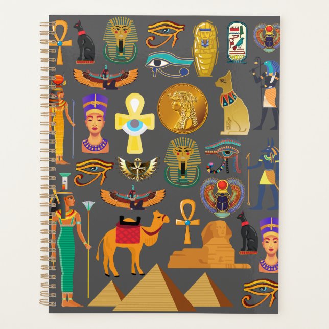 Egyptian Hieroglyphic Symbol Pattern pharaoh      Planner (Front)