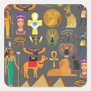 Egyptian Hieroglyphic Symbol Pattern pharaoh  Square Sticker