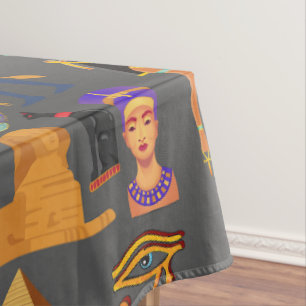 Egyptian Hieroglyphic Symbol Pattern pharaoh Tablecloth