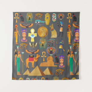 Egyptian Hieroglyphic Symbol Pattern pharaoh Tapestry