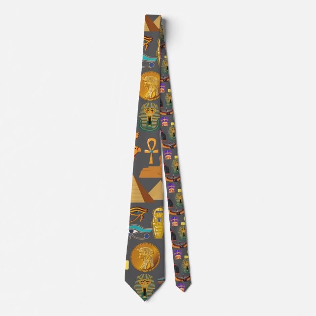 Egyptian Hieroglyphic Symbol Pattern pharaoh     Tie (Front)
