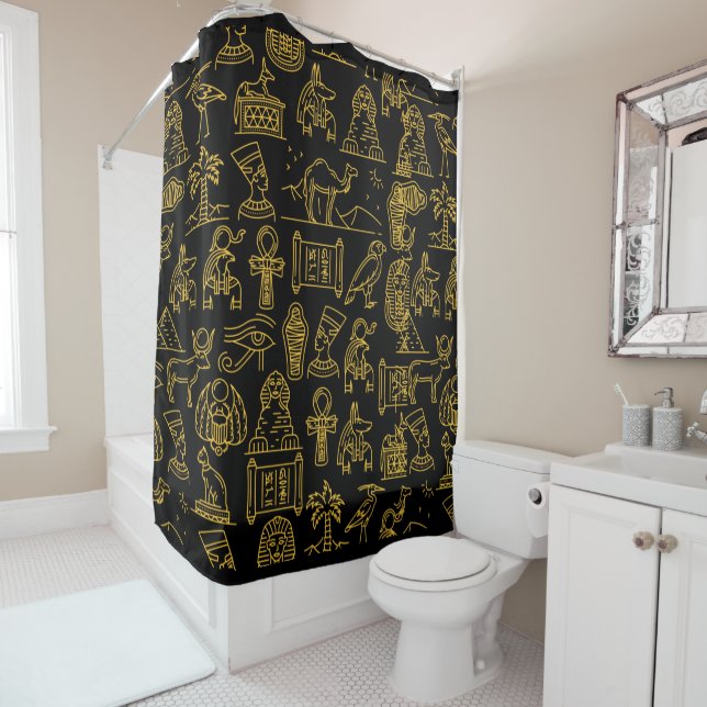 Egyptian Hieroglyphic Symbol Pattern   Shower Curtain (In Situ)
