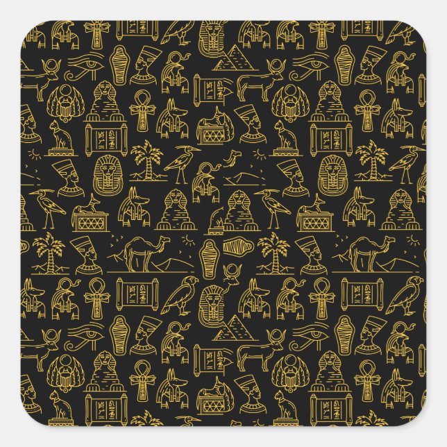 Egyptian Hieroglyphic Symbol Pattern         Square Sticker (Front)