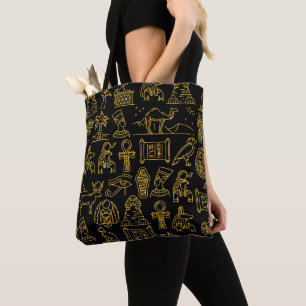 Egyptian Hieroglyphic Symbol Pattern Tote Bag