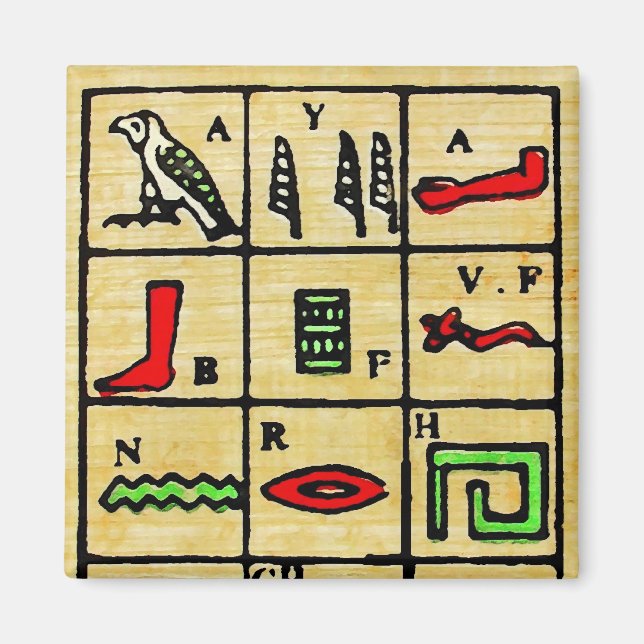 Egyptian Hieroglyphics, Alphabetic Symbols Magnet (Front)
