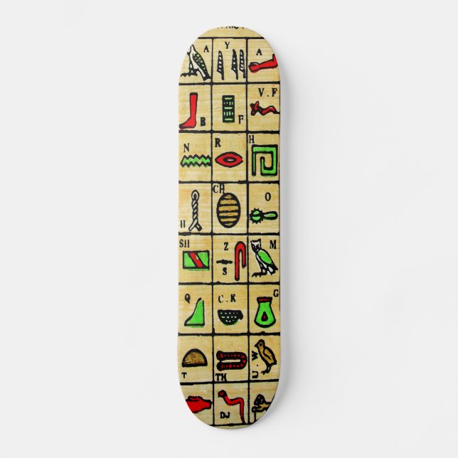 Egyptian Hieroglyphics, Alphabetic Symbols Skateboard (Front)