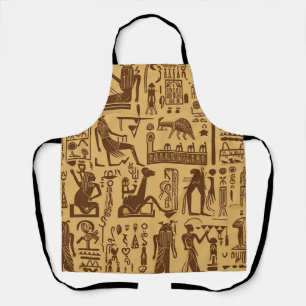 Egyptian Hieroglyphics Gold and Brown Apron