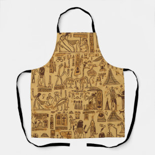 Egyptian Hieroglyphics Gold and Brown Apron