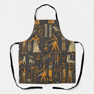 Egyptian Hieroglyphics Gold and Brown Apron