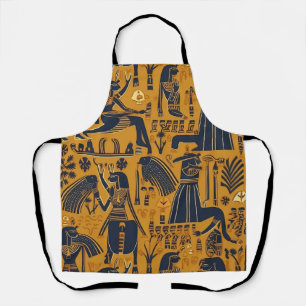 Egyptian Hieroglyphics Gold and Navy Apron
