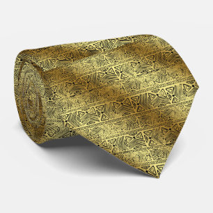 Egyptian Hieroglyphics Gold Black tie