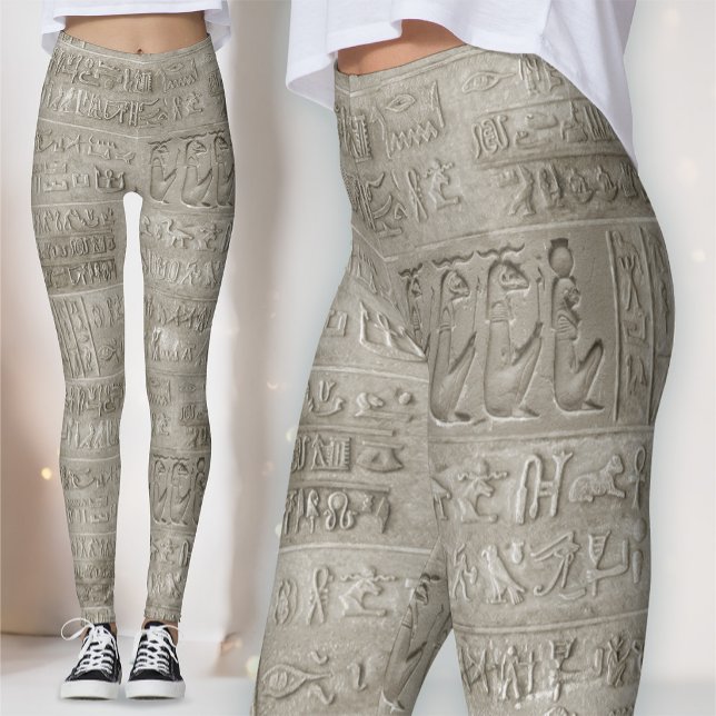 Egyptian Hieroglyphics Large Pattern Leggings (Creator Uploaded)