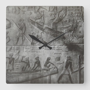 Egyptian Hieroglyphics Square Wall Clock