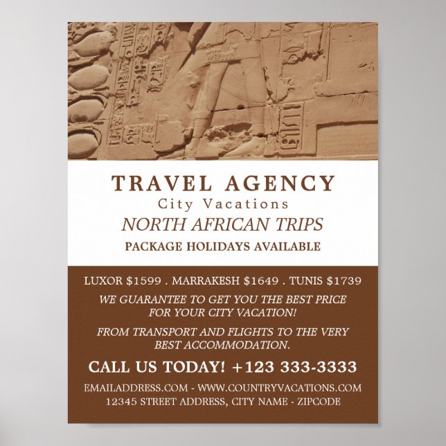 Egyptian Hieroglyphics, Travel Agency Advertising Poster (Front)
