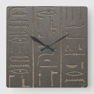 Egyptian Hieroglyphs Ancient Egypt Writing Symbols Square Wall Clock