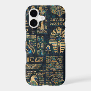 Egyptian hieroglyphs and deities -Abalone and gold