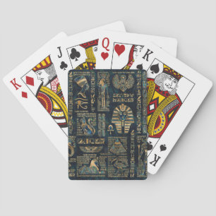 Egyptian hieroglyphs and deities -Abalone and gold Playing Cards