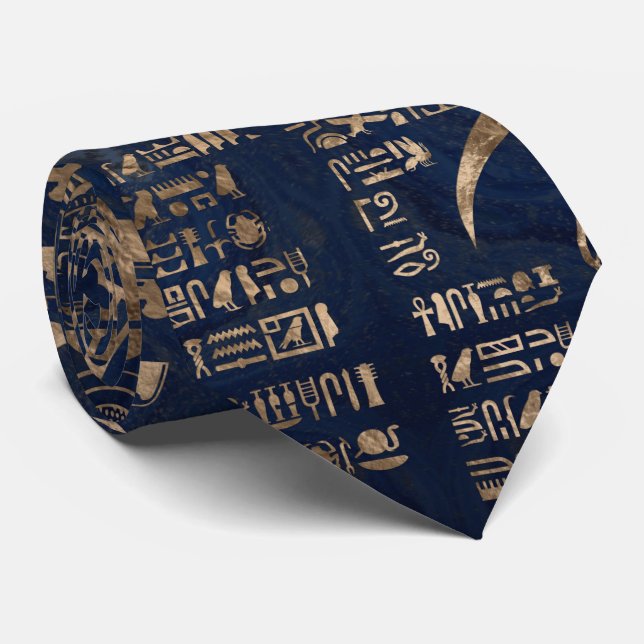 Egyptian hieroglyphs and deities-gold on marble tie (Rolled)