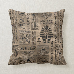 Egyptian hieroglyphs and deities - Luxury Gold Cushion