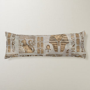 Egyptian hieroglyphs and deities -Vintage Gold Body Cushion