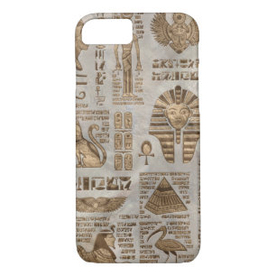 Egyptian hieroglyphs and deities -Vintage Gold iPhone 8/7 Case