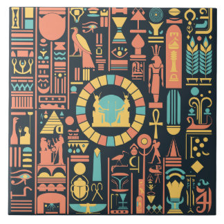 Egyptian Hieroglyphs Ceramic Tile