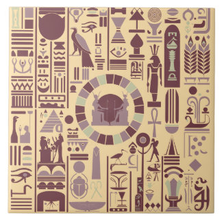 Egyptian Hieroglyphs Ceramic Tile