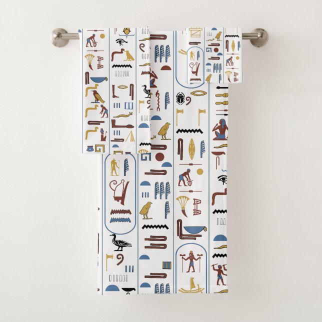 Egyptian Hieroglyphs Egypt Pharaoh Bath Towel Set (Insitu)